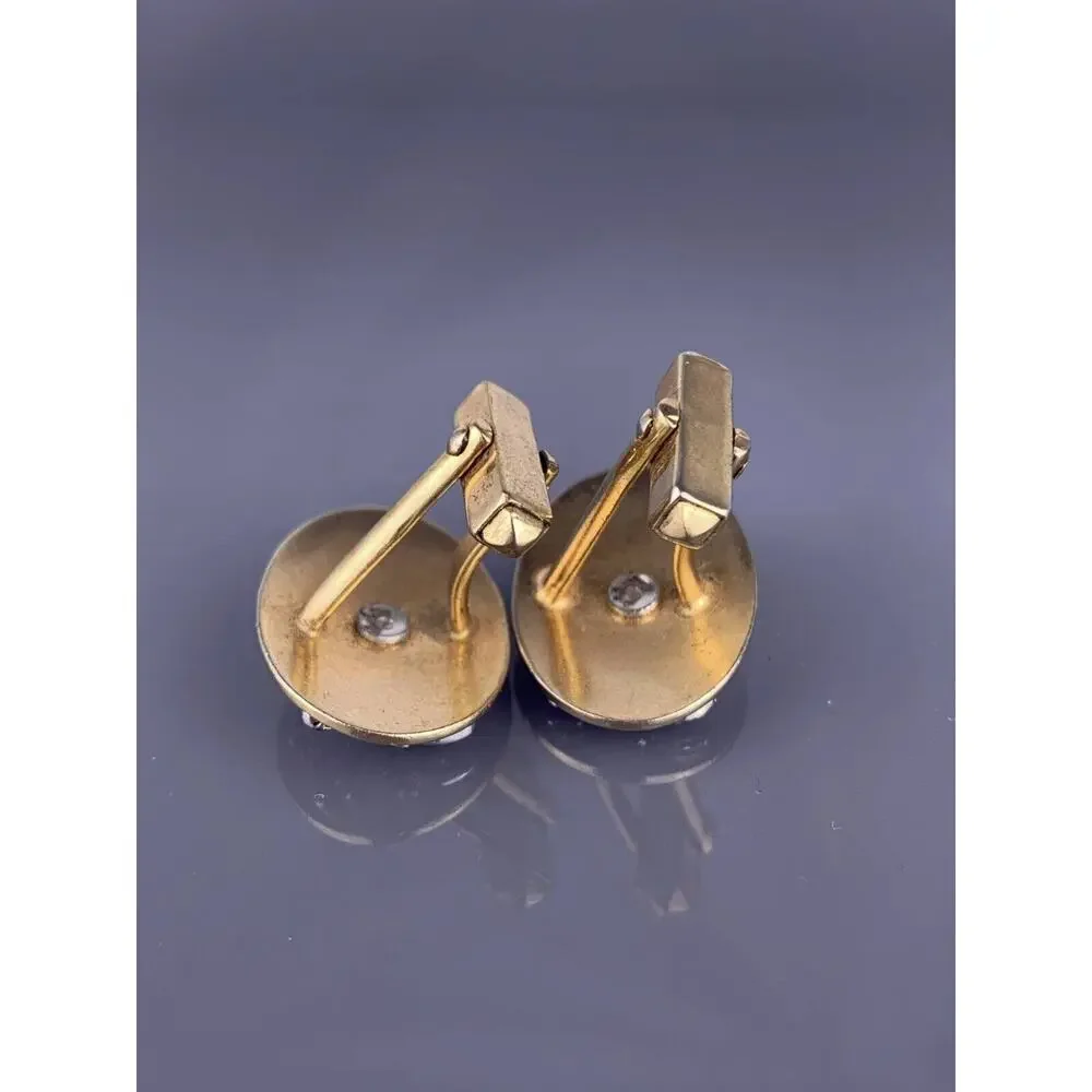 Antique Car Buggy Cufflinks Gold Silver Tone Convertible Oval Anson Vintage